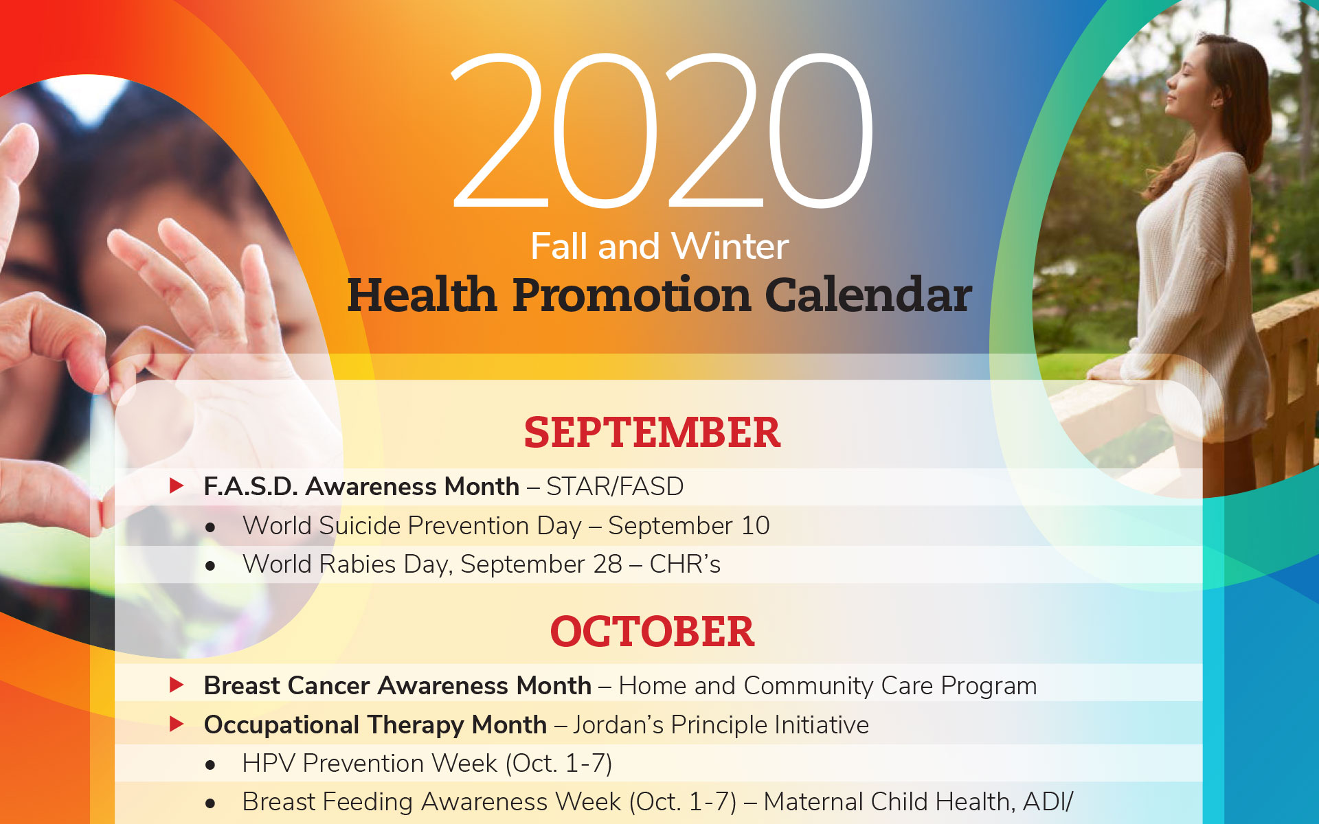 Fall & Winter Health Promotion Calendar NCN Family and Community